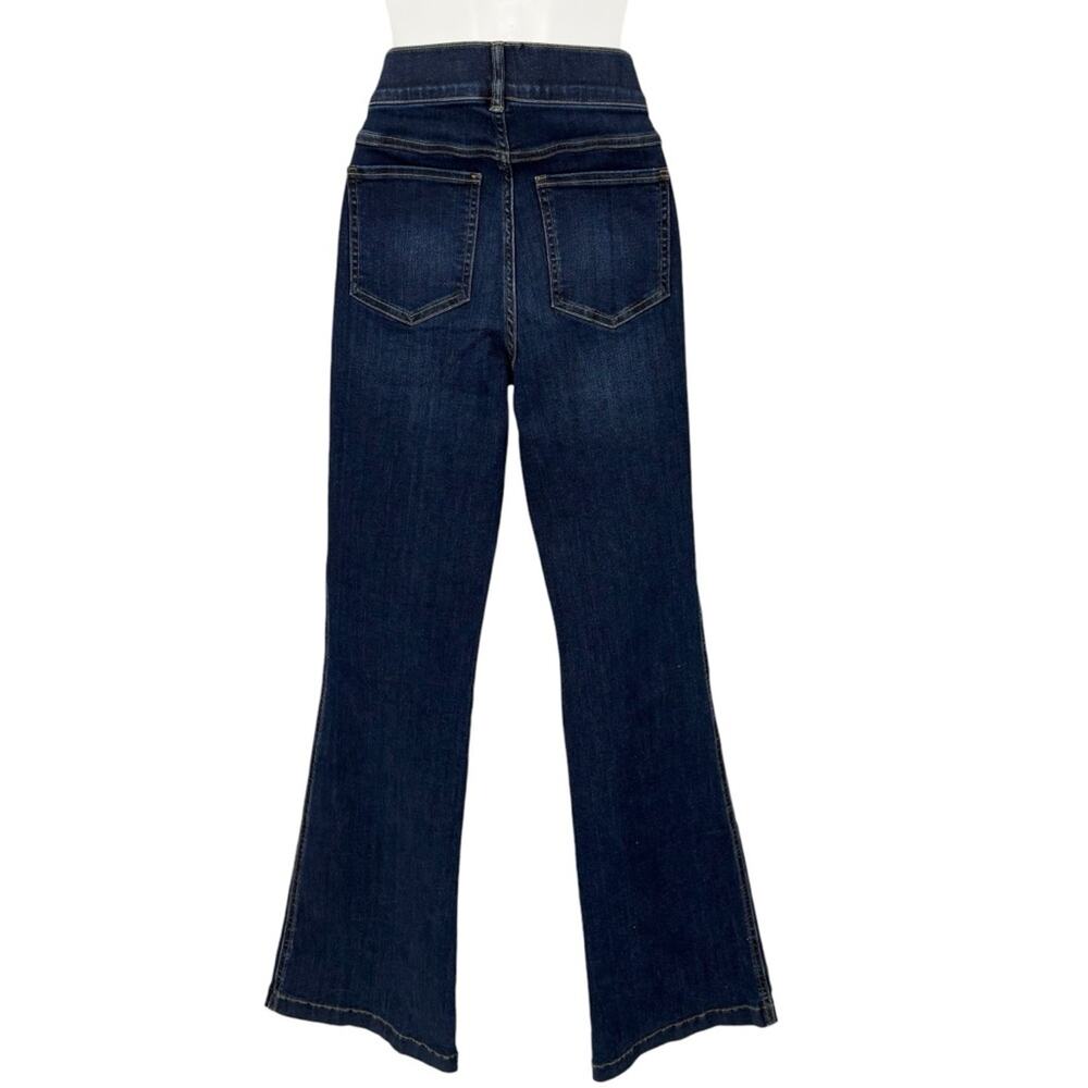 Spanx EveryWear Flare Jeans Medium Petite Dark Wash High Rise Pull On NWT - Picture 7 of 13